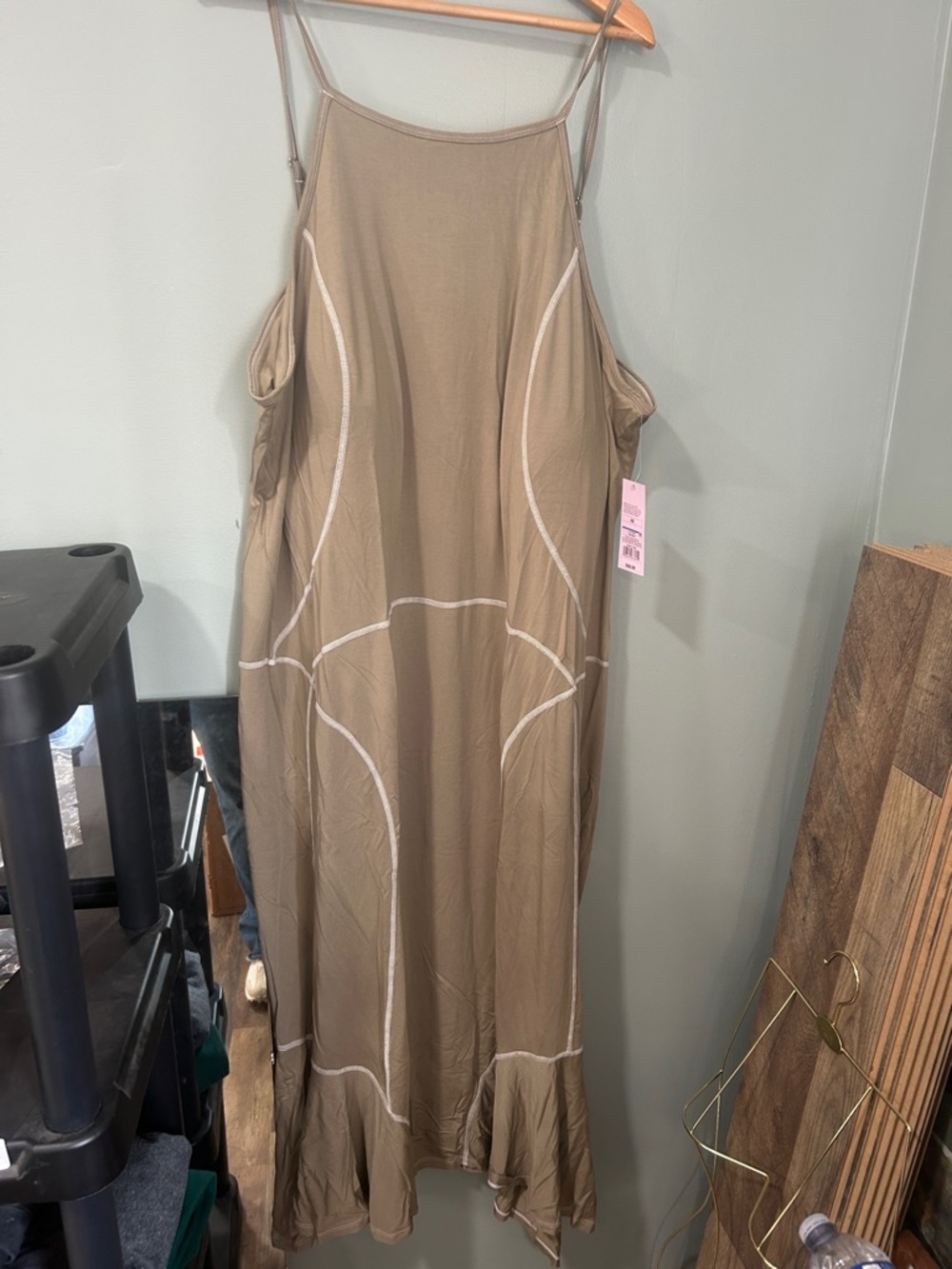 wild fable Taupe Maxi Slip Dress with White Contrast Stitching NWT